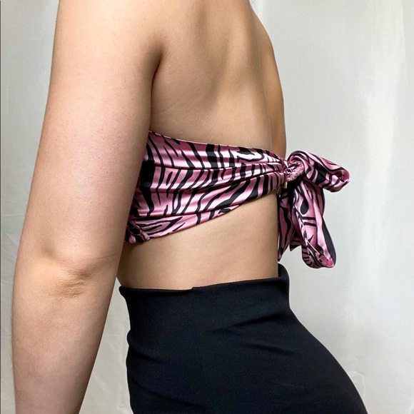 Wild About You Satin Strapless Tie Front Tube Top - Picture 5 of 6